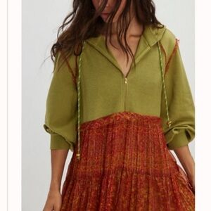 NEW WITH TAG FP Free People Bali Cassia Maxi Dress with Hoody Size M Medium